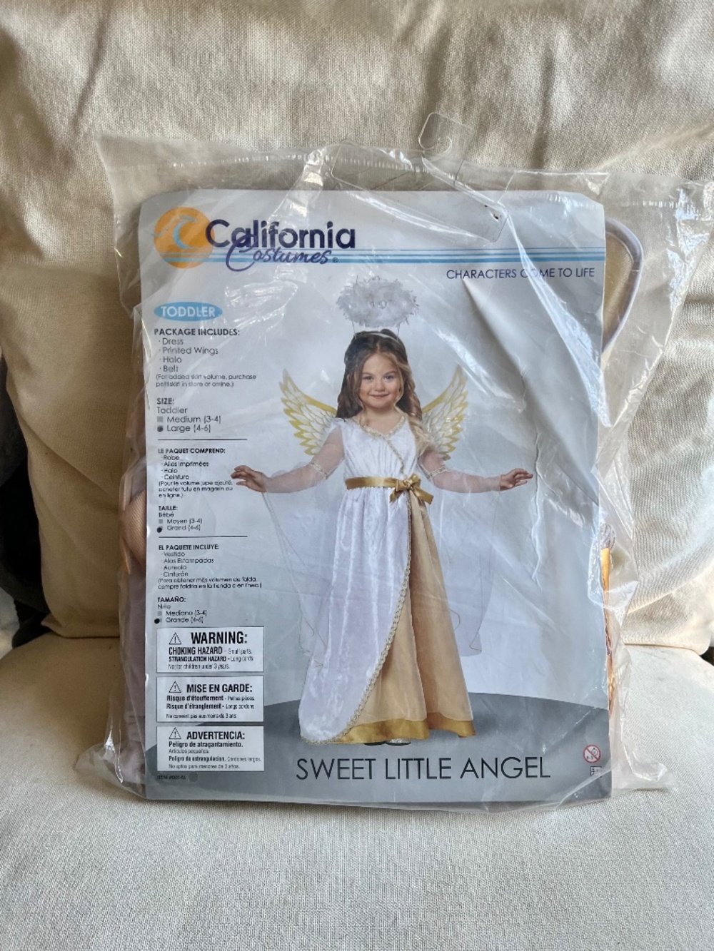 🪞 NWT new in packaging California Costumes Sweet Little Angel wings halo full s